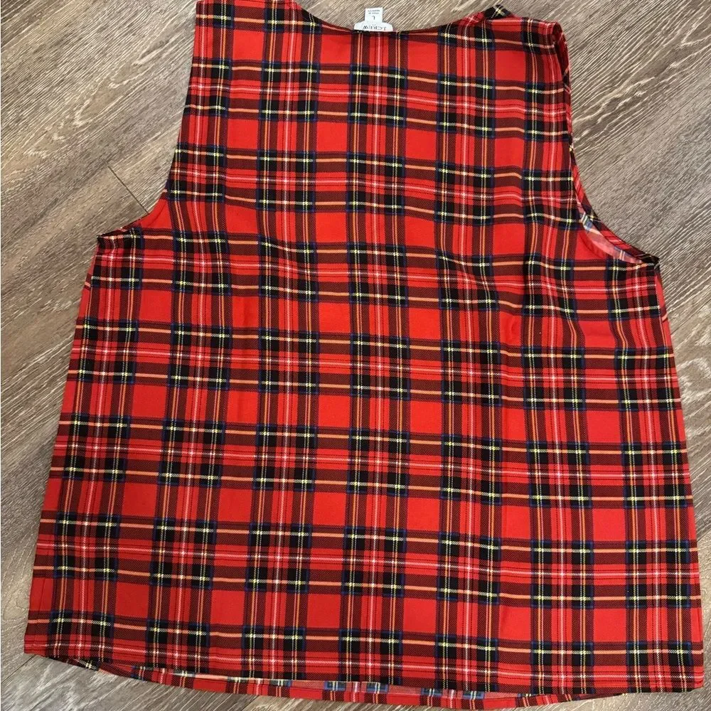 J. Crew Red Plaid Tank Top Size L